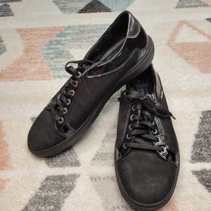 Mephisto Mobils Lenza Oxford Womens Black Suede Zipper Sneaker Size 10